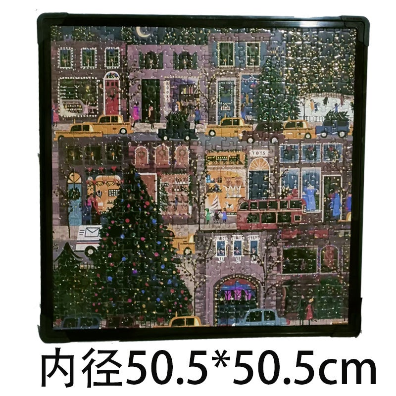 Christmas Snow Winter Lights Puzzle 500 Piece With Gold Foil Reflective Atmosphere Ornaments Puzzle Decompression Toy Birthday Gift - Image 1